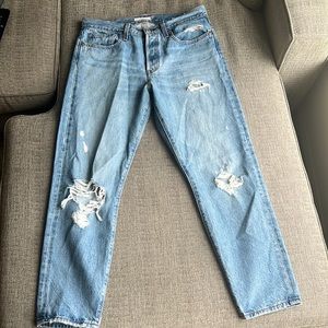 Levi’s Wedgie fit distressed straight leg jean